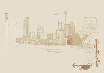Grunge styled urban background.  Vector illustration.