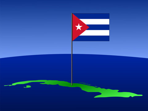 map of Cuba with flag