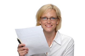 Businesswoman with paper
