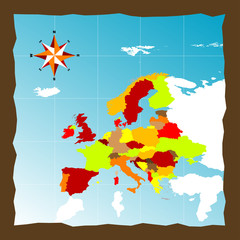 Highly detailed illustration of European countries