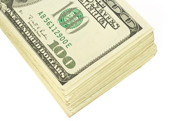 Roll of hundred dollars bank notes