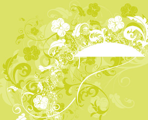 Grunge paint flower background with circle, vector illustration