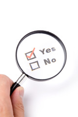 questionnaire and magnifier
