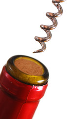 Opening a wine bottle