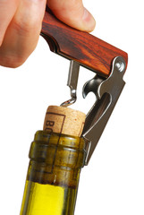 Opening a wine bottle