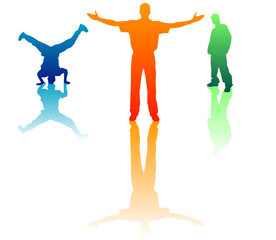 Silhouettes en couleurs de danseurs