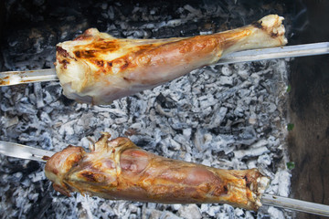 Grilled lamb legs