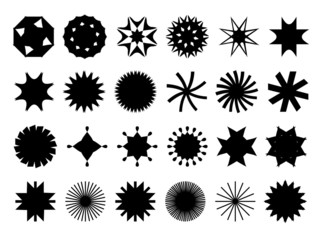 Abstract icons set #1. Isolated, black against white background