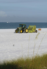 Sand grooming on Siesta Key, Florida