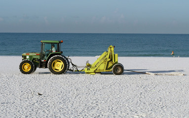 Sand grooming on Siesta Key, Florida