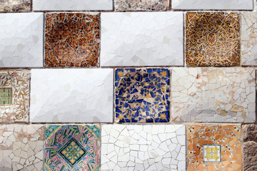 mosaïques trencadis Parc Güell Gaudí Barcelone