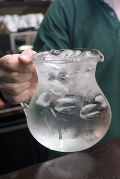 Ice in a pitcher