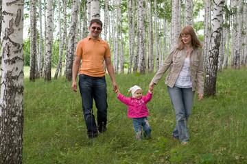 happy family at the woods
