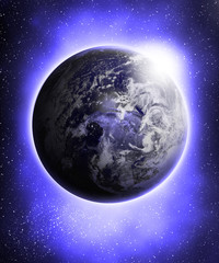 Glowing blue earth