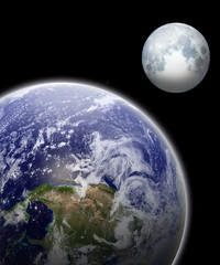Earth and moon