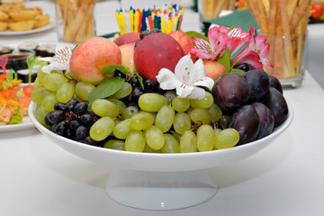 Laying of a celebratory buffet table