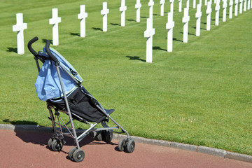 A Pushchair in Normandy american cemetery