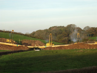 Laying gas pipeline across Wales