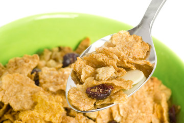 Bowl of cereal with spoon..
