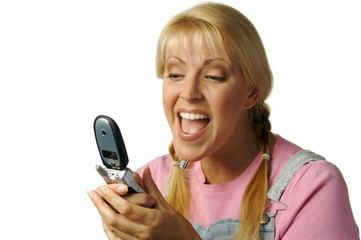 Happy Girl Texting with Cell Phone