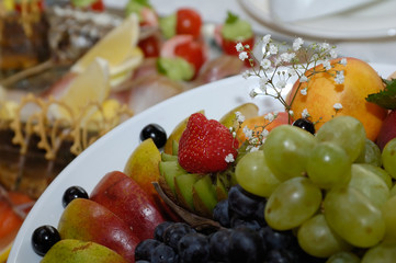 Laying of a celebratory buffet table