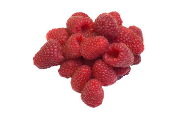 Bunch of fresh raspberries isolated on white background