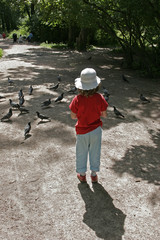 girl and doves