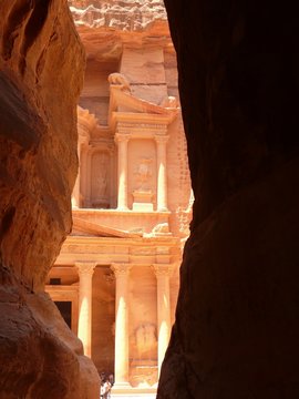 Treasury, Al-Khazneh, view from Siq, Petra, Jordan