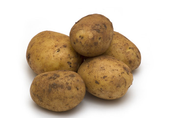 potatoes on white background
