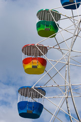 Colorful ferris wheel carriages