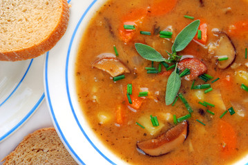 Potato soup with bread