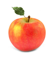 red apple with leaf