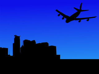 Fototapeta na wymiar plane arriving in Minneapolis