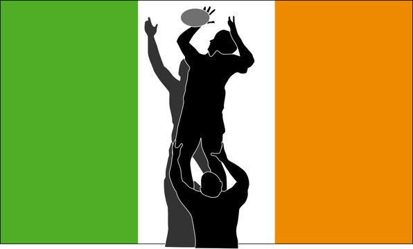 Rugby player catching ball Ireland - Powered by Adobe