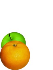 orange and apple queue on white