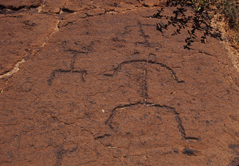 Hawaiian petroglyph etching, Big Island of Hawaii, Hawaii