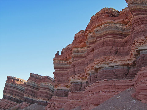Colourful strata in natural rock formations