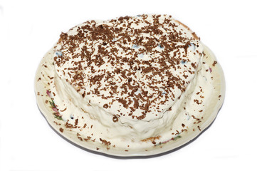 Heart cake with cream and chocolate   