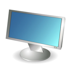 LCD computer wide monitor isolated over white background