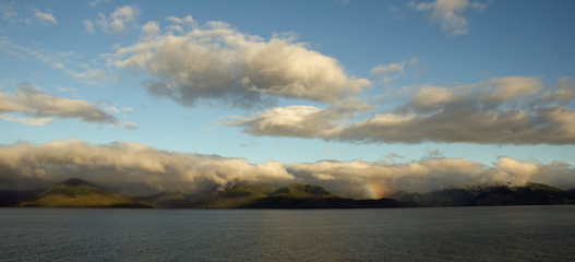 Alaskan Coastline with Rainbow