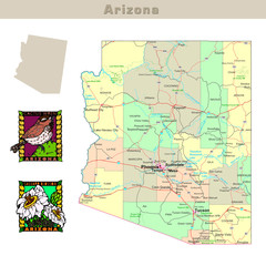 Fototapeta na wymiar USA states series: Arizona. Political map
