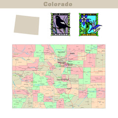 USA states series: Colorado. Political map