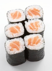 Isolated Japanese food sushi on white background