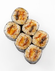 Isolated Japanese food sushi on white background