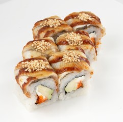Isolated Japanese food sushi on white background