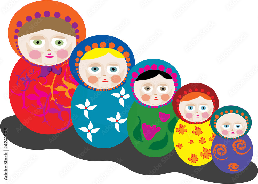 Wall mural Multicoloured Russian Dolls / Babushkas