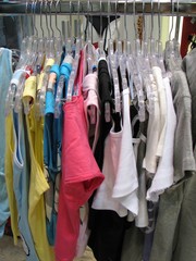 t-shirts on a rack