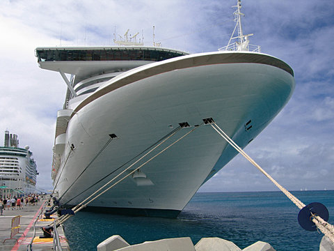 Moored cruise ship