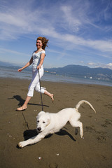woman and dog