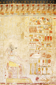 ancient  fresco with Anubis
